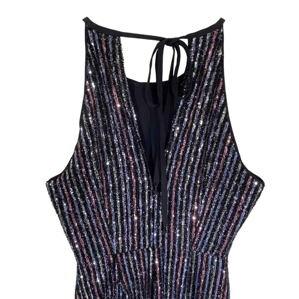 ANTHROPOLOGIE MAEVE Women’s Black Multi Color Sequin Halter Jumpsuit 2 - Picture 6 of 8